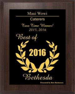 Maui Wowi best caterer bethesda award